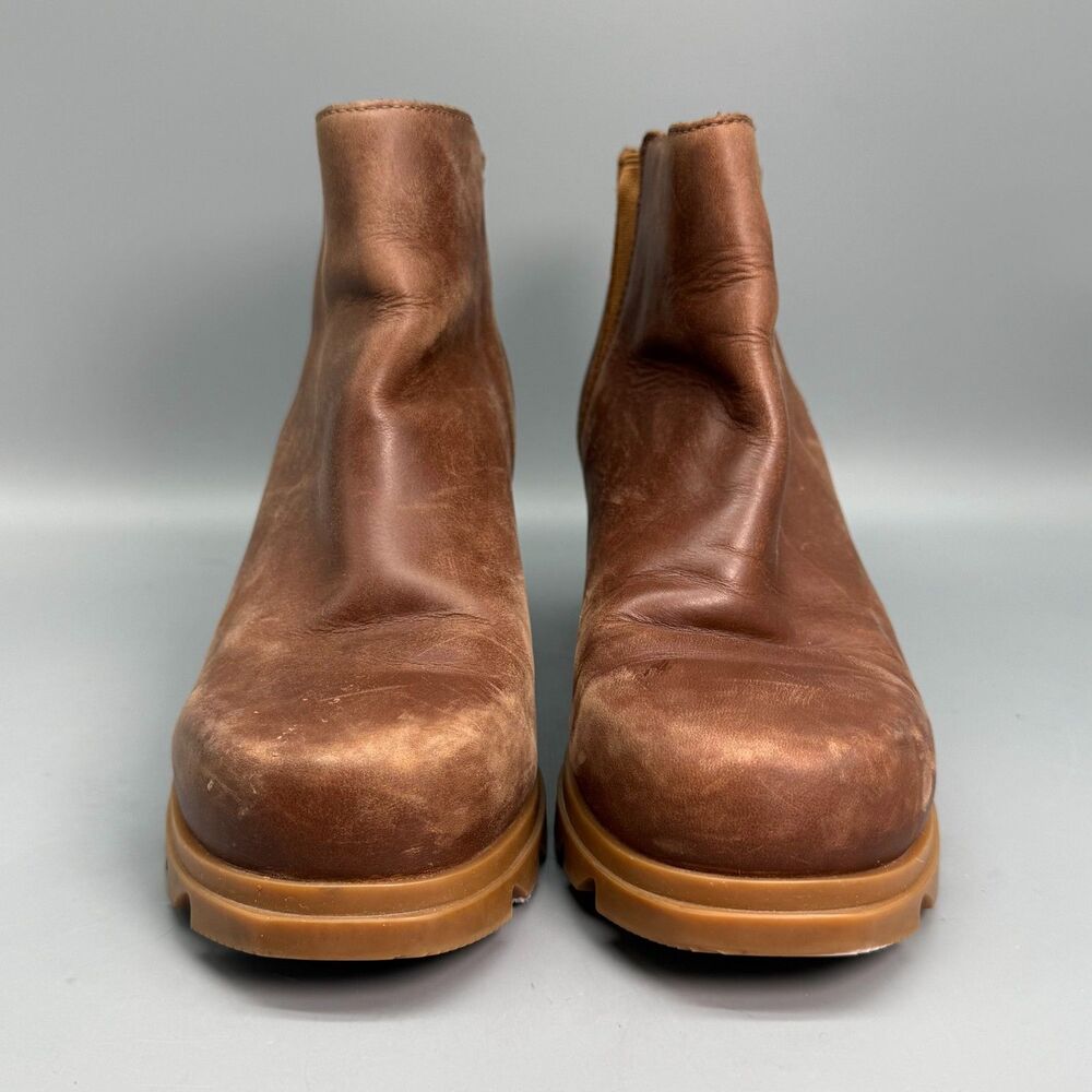 Sorel Joan Arctic Wedge III Chelsea Boots Women's 9 Brown Leather Round Toe Shoe - Picture 3 of 10
